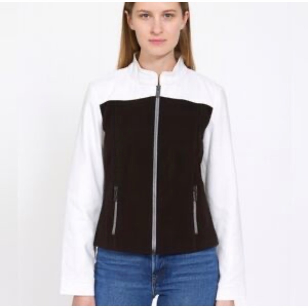 Worth New York‎ Colorblock Textured Zip Up Mock Neck Jacket